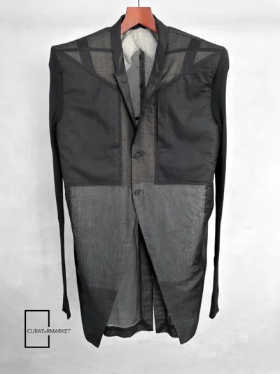 Pre-owned Rick Owens Eu48 Grail Runway Sample Cobra Silk Tatlin Coat Ss24 Lido In Black