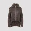 Rick Owens Brown Jacket With Reversible Design And Asymmetric Hem In Leather Woman In Brown