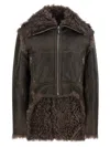 Rick Owens Brown Jacket With Reversible Design And Asymmetric Hem In Leather Woman In Brown
