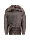 Rick Owens Brown Jacket With Reversible Design And Asymmetric Hem In Leather Woman In Brown