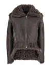 Rick Owens Brown Jacket With Reversible Design And Asymmetric Hem In Leather Woman In Gray