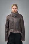 Rick Owens Exploder Shearling Real Fur Jacket In Brown