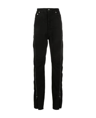 Rick Owens Exposed-zip High-waisted Jeans In Black