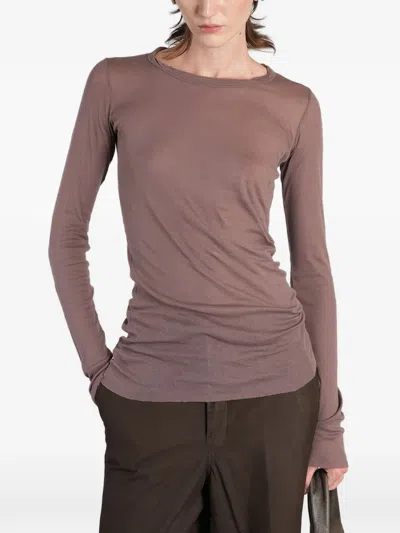 Rick Owens Exposed-seam Long-sleeve Sweater In Brown