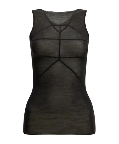 Rick Owens Exposed-seam Slim Fit Tank Top In Black