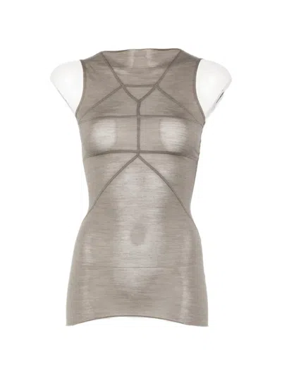 Rick Owens Exposed-seam Tank Top In Gray