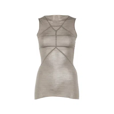 Rick Owens Exposed-seam Virgin Wool And Silk Tank Top In Gray
