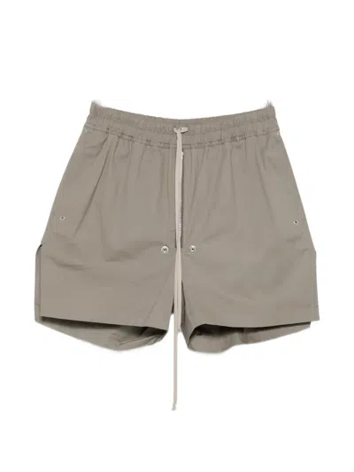 Rick Owens Exposed-zip Drawstring Shorts In Gray