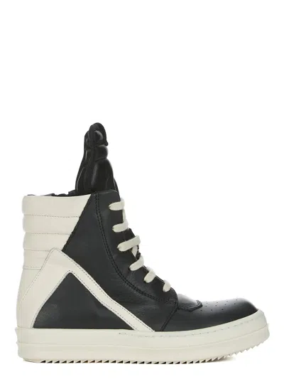 Rick Owens Extended Tongue Geometric Sneakers For Boys In Black