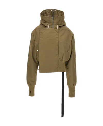 Rick Owens Extra-long Sleeve Parka Jacket In Green