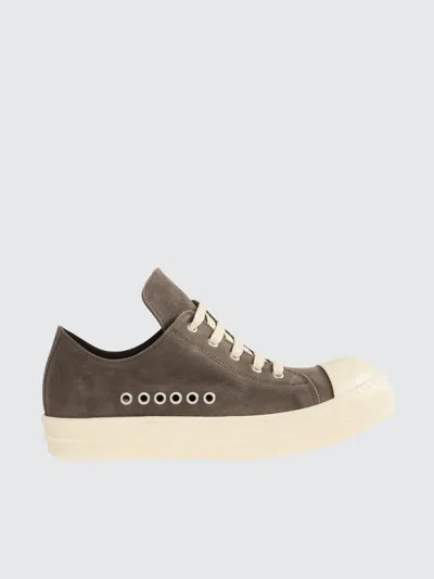 Rick Owens Extreme Low Sneaks Dark Leather Shoes In Gray