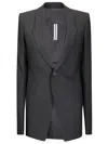 Rick Owens Tailored Jacket With Notched Lapel And Back Vent In Black