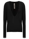 Rick Owens Deep V Neck Knitwear Long Sleeve Sweater In Black
