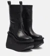 Rick Owens Minimal Grill Beatle Leather Platform Ankle Boots In Black