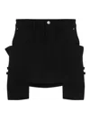 Rick Owens Stefan Black Mini-skirt With Patch Pockets In Wool Woman In Black