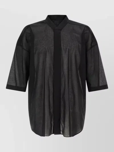 Rick Owens Faun Motif Shirt Three Quarter Sleeves Sheer In Black