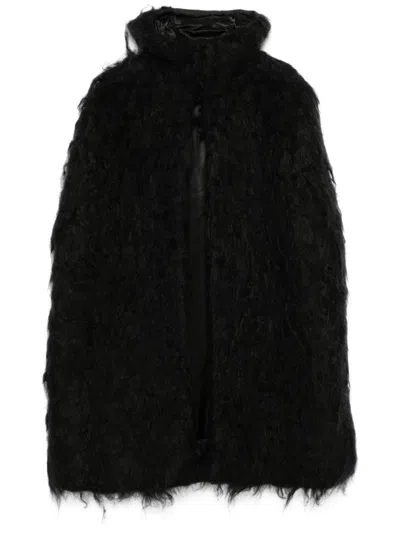 Rick Owens Faux-fur Cape In Black