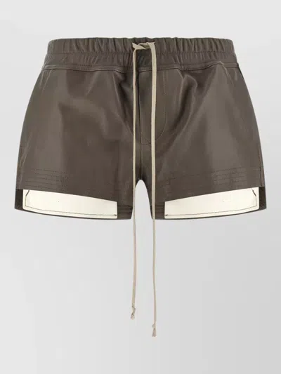 Rick Owens Faux Leather Short Length Boxer Shorts In Brown
