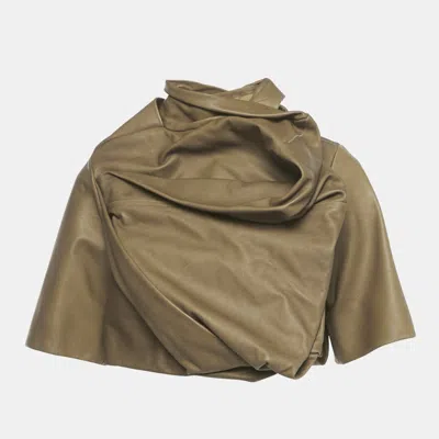 Pre-owned Rick Owens Fern Green Leather Draped Zip-up Jacket M