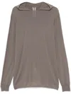 Rick Owens Fein Gestrickter Hoodie In Braun