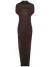 Rick Owens Fine-knit Maxi Dress In 褐色