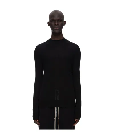 Rick Owens Fine-knit Panelled Wool Jumper In Black