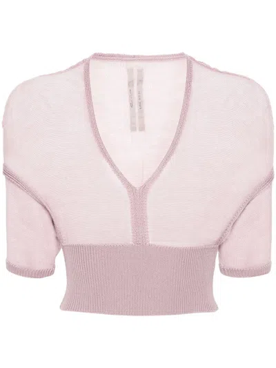 Rick Owens Fine-knit Virgin Wool Top In Dusty Pink