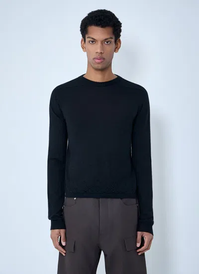 Rick Owens Ribbed Crew-neck Sweater In Blue