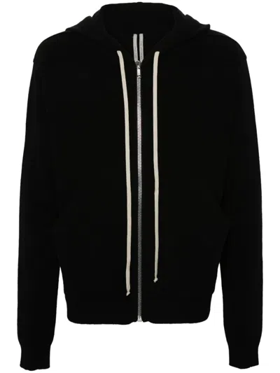 Rick Owens Fine-knit Zip-up Hoodie In Black