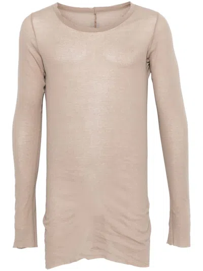 Rick Owens Fine-ribbed Long-sleeve T-shirt In Neutrals