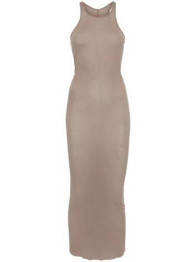 Rick Owens Fine-ribbed Midi Dress In Neutrals