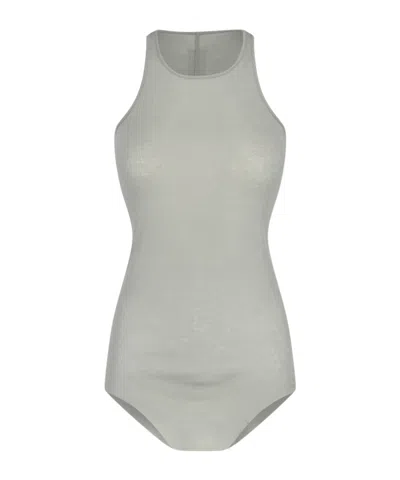 Rick Owens Fine-ribbed Sleeveless Tank Top In Green