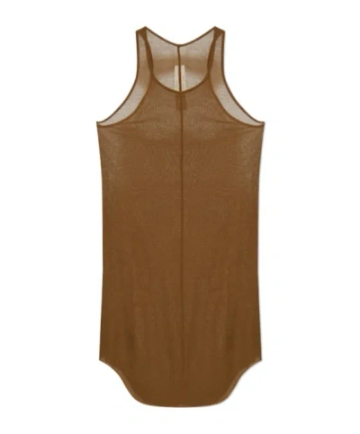 Rick Owens Fine-ribbed Tank Top In Brown