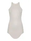 Rick Owens Hollywood Basic Ribbed Scoop Neck Tank Top In Grey