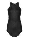 Rick Owens Ribbed Long Tank Top In Negro