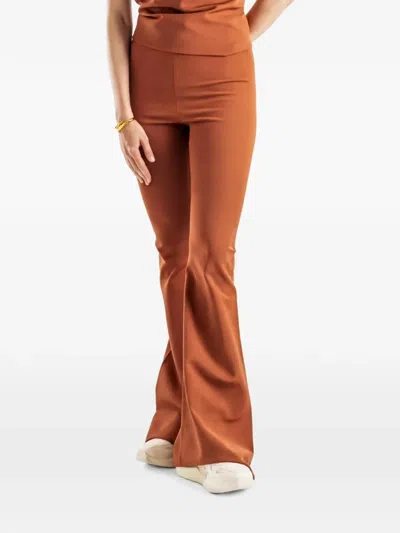 Rick Owens Fine-knit Flared Trousers In Orange