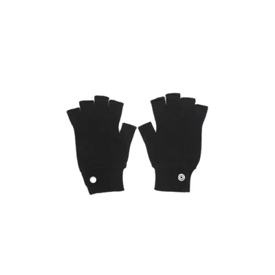 Rick Owens Fingerless Black Virgin Wool Gloves