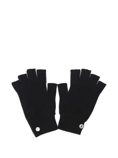 Rick Owens Fingerless Cashmere Gloves In Black