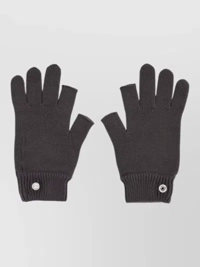 Rick Owens Fingerless Gloves Button Detail Ribbed Cuff In Gray