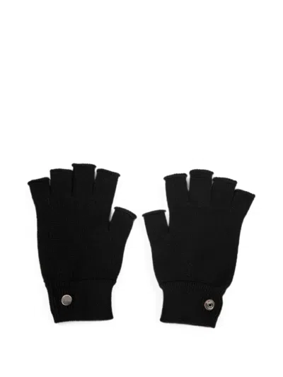 Rick Owens Ribbed Trim Fingerless Gloves In Black