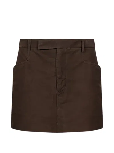 Rick Owens Firbanks Belt-loops Mini Skirt In Brown