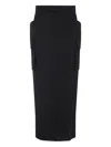 Rick Owens Firbanks Virgin Wool Twill Cargo Skirt In Black
