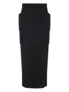 Rick Owens Firbanks Virgin Wool Twill Cargo Skirt In Black