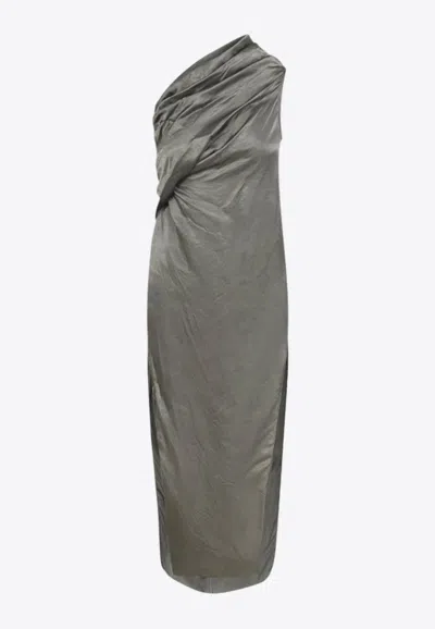 Rick Owens Firbanks Draped Maxi Dress In Grey