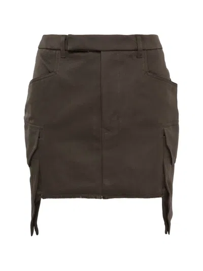 Rick Owens Firbanks Mini Skirt In Brown