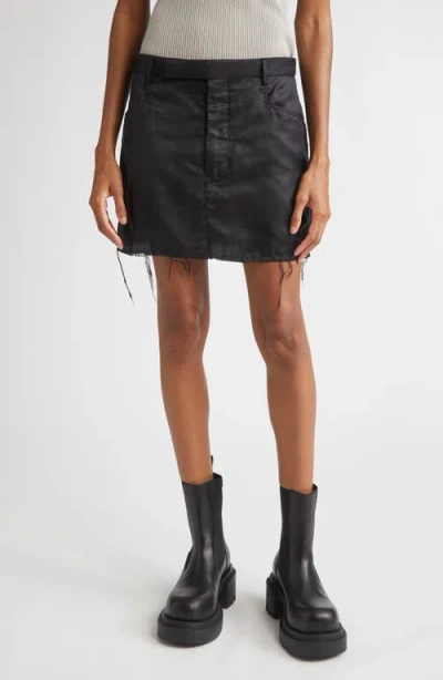 Rick Owens Firbanks Raw Edge Satin Miniskirt In Black