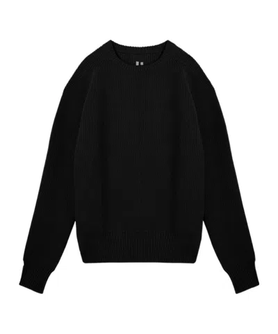 Rick Owens Fisherman-knit Virgin-wool Jumper In Black