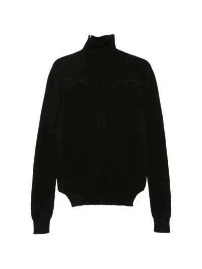 Rick Owens Fisherman Ribbed Turtle-neck Sweater In Black