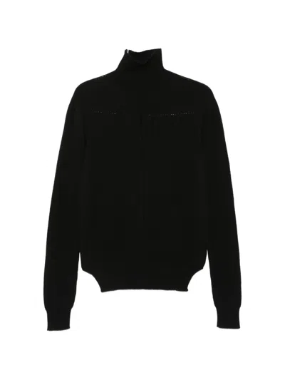Rick Owens Fisherman Ribbed-knit Roll-neck Sweater In Black