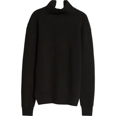 Rick Owens Fisherman Tabard Funnel Neck Wool Sweater In Black